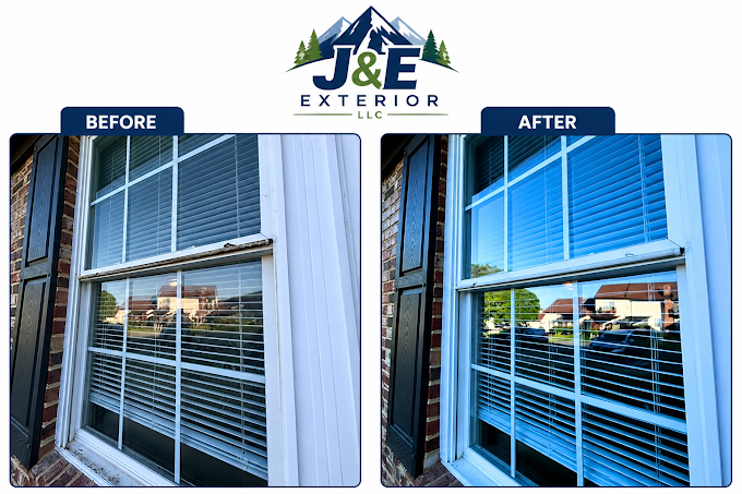 Before and after window cleaning by J&E Exterior