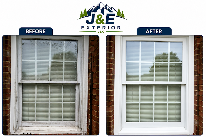 Before and after window restoration by J&E Exterior
